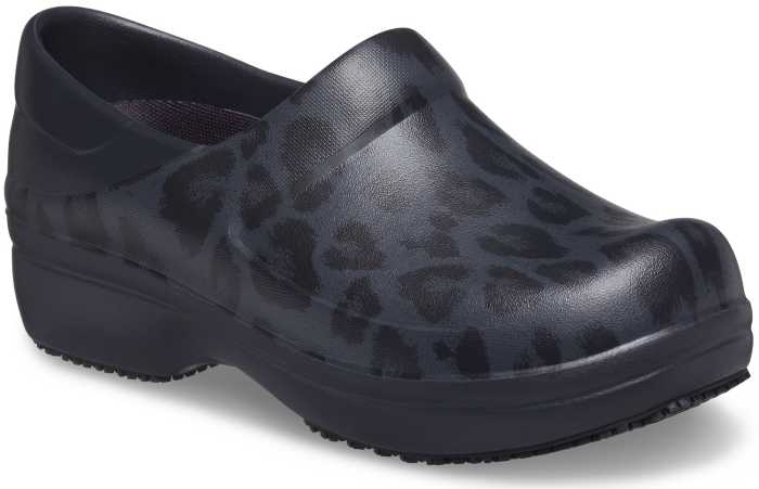 view #1 of: Crocs CR205385-0CU Neria, Women's, Black/Leopard, Soft Toe, Slip Resistant Clog