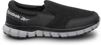 Reebok Work SRB031 Sublite Women's, Black/Grey, Slip On Athletic Style, MaxTRAX Slip Resistant, Soft Toe Work Shoe