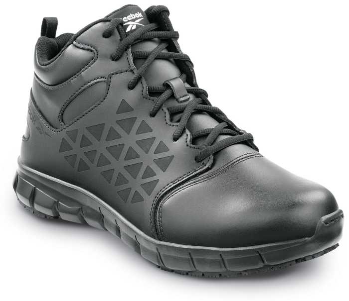 view #1 of: Reebok Work SRB3204 Sublite Cushion Work, Men's, Black, Mid-Athletic Style, MaxTRAX Slip Resistant, Soft Toe Work Shoe