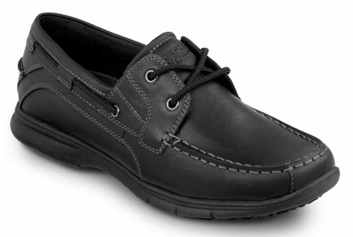 view #1 of: Rockport Works SRK222 Women's Hampton Black, Boat Shoe Style Slip Resistant Soft Toe Work Shoe