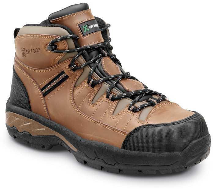 view #1 of: SR Max SRM4760 Winston, Men's, Brown, Hiker Style, Comp Toe, EH, MaxTRAX Slip Resistant, Work Shoe