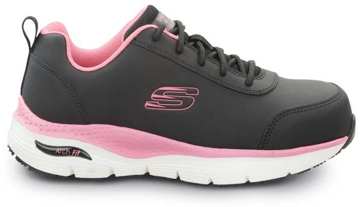 alternate view #2 of: SKECHERS Work Arch Fit SSK108098BKPK Reagan, Women's, Black/Pink, Athletic Style, Alloy Toe, EH, MaxTRAX Slip Resistant, Work Shoe