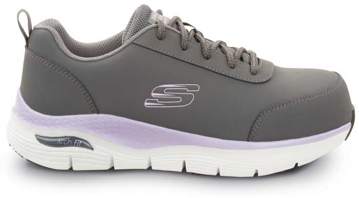 alternate view #2 of: SKECHERS Work Arch Fit SSK108098GYPR Reagan, Women's, Grey/Purple, Athletic Style, Alloy Toe, EH, MaxTRAX Slip Resistant, Work Shoe
