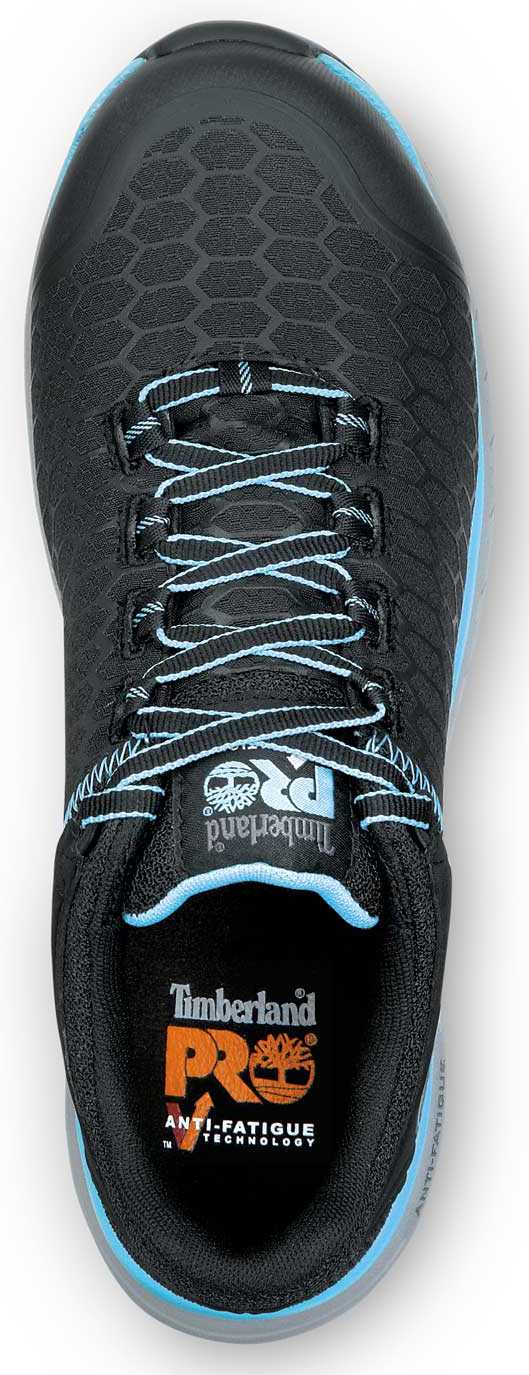 alternate view #4 of: Timberland PRO STMA1XS7 Powerdrive, Women's, Black/Aqua, Comp Toe, EH, MaxTRAX Slip Resistant Low Athletic