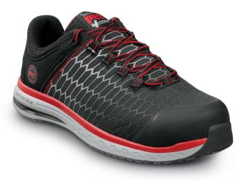 Timberland PRO STMA22NY Powerdrive, Men's, Black/Red, Comp Toe, EH, MaxTRAX, Slip Resistant, Low Athletic, Work Shoe
