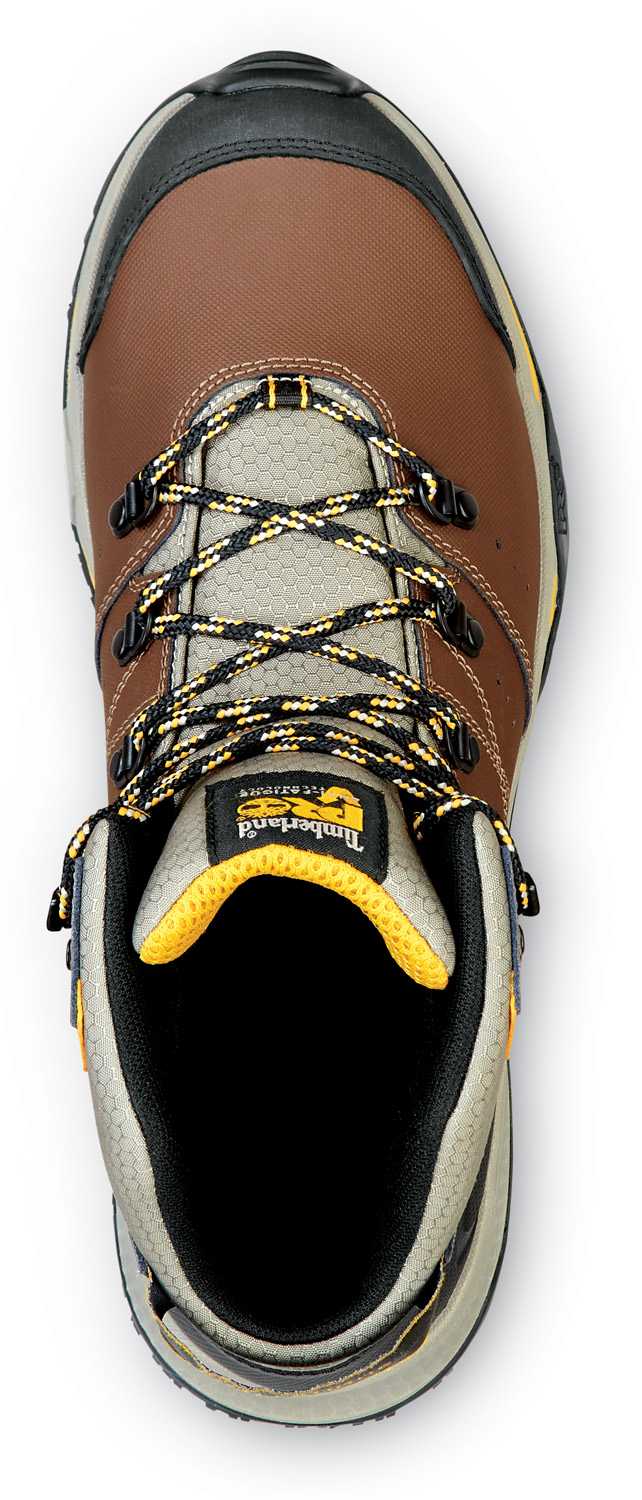 alternate view #4 of: Timberland PRO STMA44HY Switchback, Men's, Brown/Golden Yellow, Soft Toe, EH, WP, MaxTRAX Slip-Resistant Work Hiker