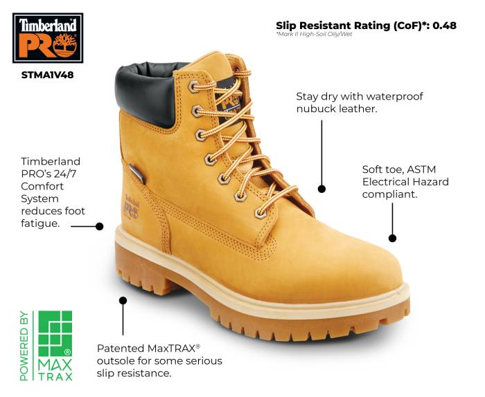Timberland PRO STMA1V48 6IN Direct Attach Men's, Wheat, Soft Toe, MaxTRAX Slip Resistant, WP Boot