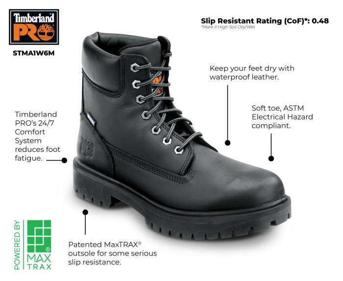 alternate view #2 of: Timberland PRO STMA1W6M 6IN Direct Attach Men's, Black, Soft Toe, MaxTRAX Slip Resistant, WP Boot